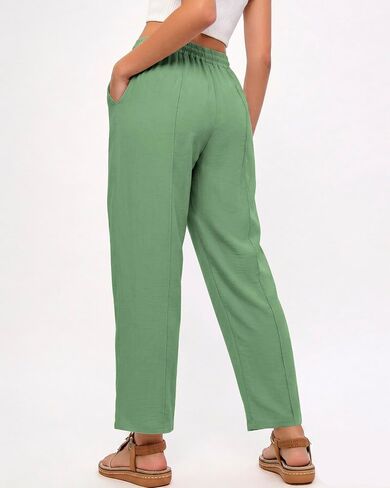 Women's Casual Cropped Pants Loose Casual Palazzo Trousers Drawstring Wide Leg Lounge Pants with Pockets in Saudi Arabia