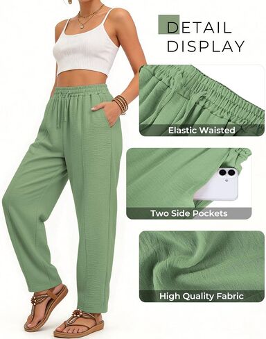 Women's Casual Cropped Pants Loose Casual Palazzo Trousers Drawstring Wide Leg Lounge Pants with Pockets in Saudi Arabia