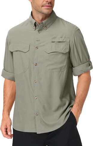 Roadbox Men's Sun Protection Fishing Shirt, Long Sleeve Cool Dry Lightweight UPF 50+ Shirts for Hiking Safari Camping Travel in Kuwait