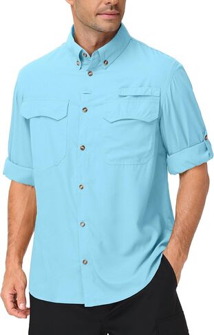 Roadbox Men's Sun Protection Fishing Shirt, Long Sleeve Cool Dry Lightweight UPF 50+ Shirts for Hiking Safari Camping Travel in Kuwait
