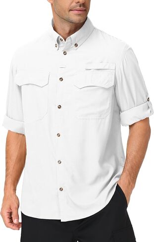 Roadbox Men's Sun Protection Fishing Shirt, Long Sleeve Cool Dry Lightweight UPF 50+ Shirts for Hiking Safari Camping Travel in Kuwait