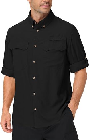 Roadbox Men's Sun Protection Fishing Shirt, Long Sleeve Cool Dry Lightweight UPF 50+ Shirts for Hiking Safari Camping Travel in Kuwait
