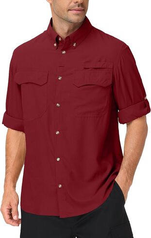 Roadbox Men's Sun Protection Fishing Shirt, Long Sleeve Cool Dry Lightweight UPF 50+ Shirts for Hiking Safari Camping Travel in Kuwait