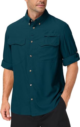 Roadbox Men's Sun Protection Fishing Shirt, Long Sleeve Cool Dry Lightweight UPF 50+ Shirts for Hiking Safari Camping Travel in Kuwait
