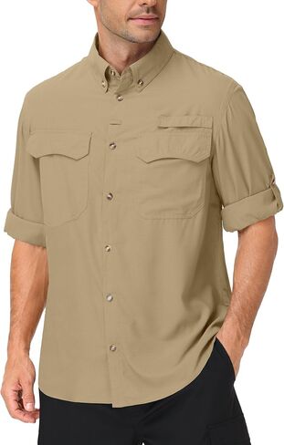 Roadbox Men's Sun Protection Fishing Shirt, Long Sleeve Cool Dry Lightweight UPF 50+ Shirts for Hiking Safari Camping Travel in Kuwait