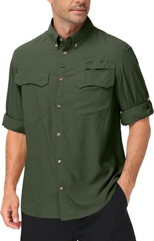 Roadbox Men's Sun Protection Fishing Shirt, Long Sleeve Cool Dry Lightweight UPF 50+ Shirts for Hiking Safari Camping Travel in Kuwait