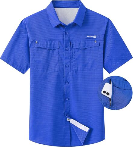 Satankud Mens UPF 50+ Fishing Shirts Short Sleeve Lightweight Quick Dry Hiking Travel Safari Work Shirt Zip Pocket in Saudi Arabia