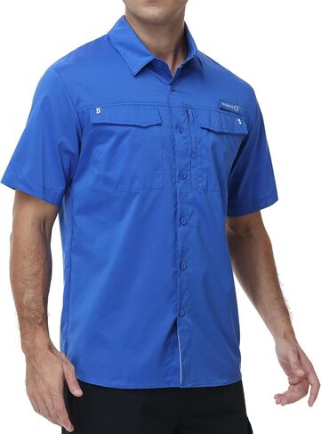 Satankud Mens UPF 50+ Fishing Shirts Short Sleeve Lightweight Quick Dry Hiking Travel Safari Work Shirt Zip Pocket in Saudi Arabia