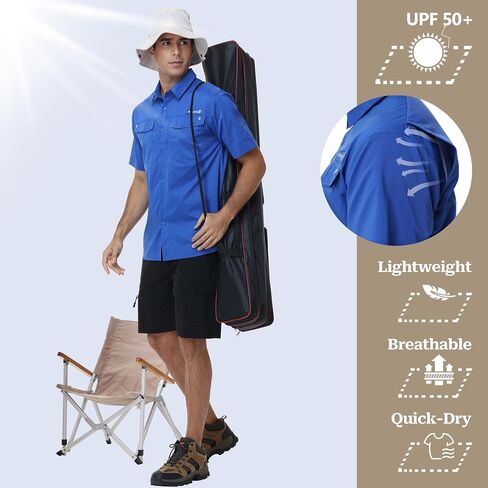 Satankud Mens UPF 50+ Fishing Shirts Short Sleeve Lightweight Quick Dry Hiking Travel Safari Work Shirt Zip Pocket in Saudi Arabia