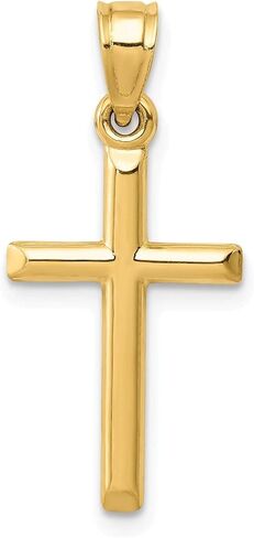 14k Yellow Gold Polished Hollow Cross Pendant in Saudi Arabia
