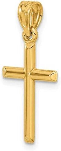 14k Yellow Gold Polished Hollow Cross Pendant in Saudi Arabia