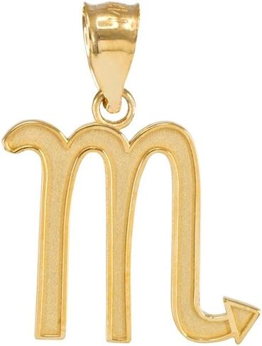 Satin Finish 14k Yellow Gold Personalized Scorpio Zodiac Sign Charm Pendant in Kuwait