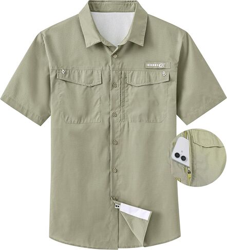 Satankud Mens UPF 50+ Fishing Shirts Short Sleeve Lightweight Quick Dry Hiking Travel Safari Work Shirt Zip Pocket in Saudi Arabia