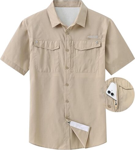 Satankud Mens UPF 50+ Fishing Shirts Short Sleeve Lightweight Quick Dry Hiking Travel Safari Work Shirt Zip Pocket in Saudi Arabia