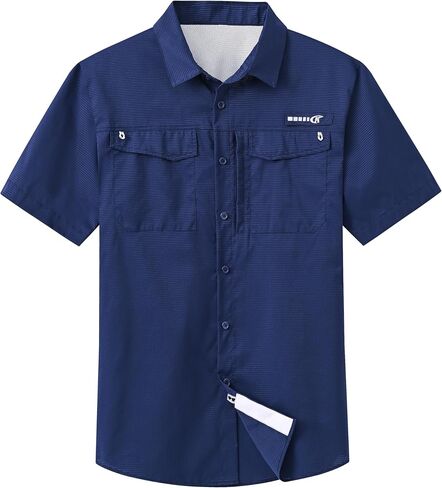 Satankud Mens UPF 50+ Fishing Shirts Short Sleeve Lightweight Quick Dry Hiking Travel Safari Work Shirt Zip Pocket in Saudi Arabia
