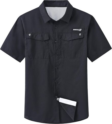 Satankud Mens UPF 50+ Fishing Shirts Short Sleeve Lightweight Quick Dry Hiking Travel Safari Work Shirt Zip Pocket in Saudi Arabia