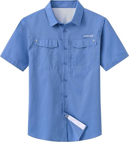 Satankud Mens UPF 50+ Fishing Shirts Short Sleeve Lightweight Quick Dry Hiking Travel Safari Work Shirt Zip Pocket in Saudi Arabia