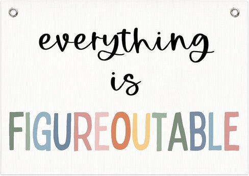 Everything is Figureoutable Inspirational Wall Decor Canvas Banner, Positive Affirmations Motivational Wall Hanging Banner Flag for Kids Room Bedroom Classroom Office Decor, 20x30 Inch in Kuwait