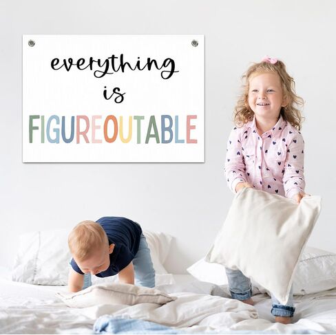 Everything is Figureoutable Inspirational Wall Decor Canvas Banner, Positive Affirmations Motivational Wall Hanging Banner Flag for Kids Room Bedroom Classroom Office Decor, 20x30 Inch in Kuwait