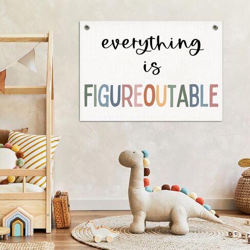 Everything is Figureoutable Inspirational Wall Decor Canvas Banner, Positive Affirmations Motivational Wall Hanging Banner Flag for Kids Room Bedroom Classroom Office Decor, 20x30 Inch in Kuwait