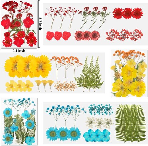 NESCCI Dried Pressed Flowers for Resin, 103pcs Real Nature Dried Flowers for Crafts Bulk Dry Flowers Leaves Kit Used for Resin Molds Scrapbooking DIY Art Crafts Candle Soap Making Nails Décor in Saudi Arabia