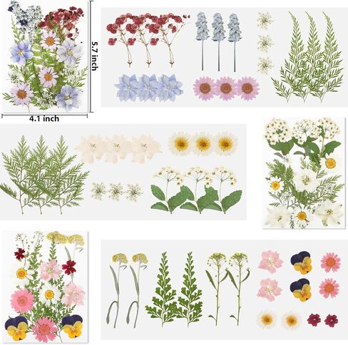 NESCCI Dried Pressed Flowers for Resin, 103pcs Real Nature Dried Flowers for Crafts Bulk Dry Flowers Leaves Kit Used for Resin Molds Scrapbooking DIY Art Crafts Candle Soap Making Nails Décor in Saudi Arabia