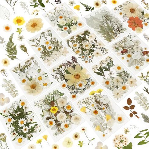 NESCCI Dried Pressed Flowers for Resin, 103pcs Real Nature Dried Flowers for Crafts Bulk Dry Flowers Leaves Kit Used for Resin Molds Scrapbooking DIY Art Crafts Candle Soap Making Nails Décor in Saudi Arabia