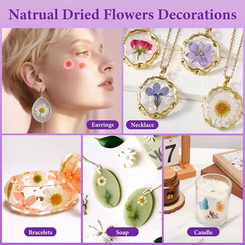 NESCCI Dried Pressed Flowers for Resin, 103pcs Real Nature Dried Flowers for Crafts Bulk Dry Flowers Leaves Kit Used for Resin Molds Scrapbooking DIY Art Crafts Candle Soap Making Nails Décor in Saudi Arabia