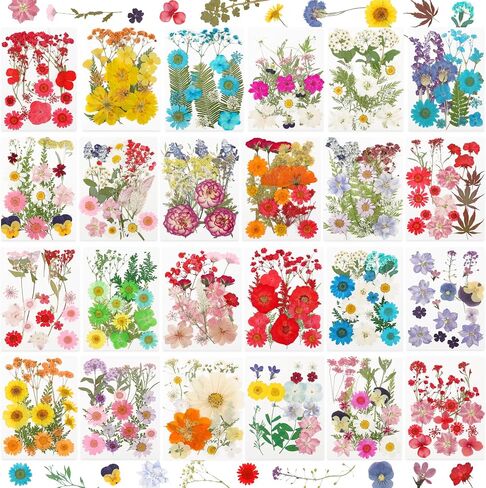 NESCCI Dried Pressed Flowers for Resin, 103pcs Real Nature Dried Flowers for Crafts Bulk Dry Flowers Leaves Kit Used for Resin Molds Scrapbooking DIY Art Crafts Candle Soap Making Nails Décor in Saudi Arabia