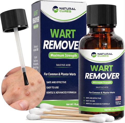 Natural Cures Wart Remover Liquid – Maximum Strength 17% Salicylic Acid, Fast-Acting Treatment for Common, Plantar Warts, Corns & Calluses with Precision Applicator – Made in USA 1 fl oz (Pack of 1) in Saudi Arabia