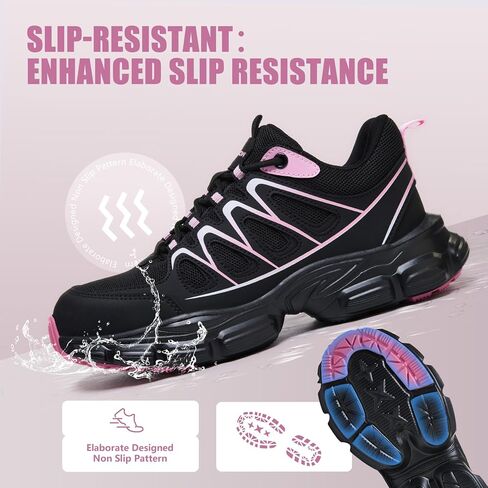 Steel Toe Shoes for Men - Lightweight Non Slip Work Shoes Women - Comfortable with Kevlar Midsole Safety Sneakers for Construction Warehouses Factories in Kuwait