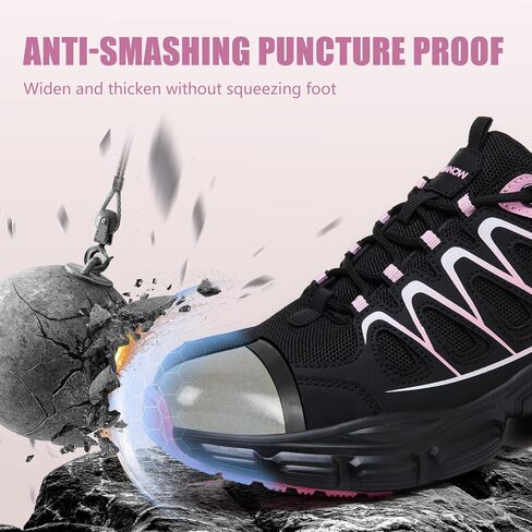 Steel Toe Shoes for Men - Lightweight Non Slip Work Shoes Women - Comfortable with Kevlar Midsole Safety Sneakers for Construction Warehouses Factories in Kuwait