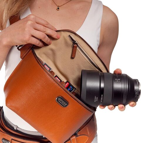 Spider Holster - Premium Leather Camera Travel Sling Bag - Includes Body Strap and Can Be Attached to Any Belt - Fashionable Photography Pouch - Brown in Saudi Arabia