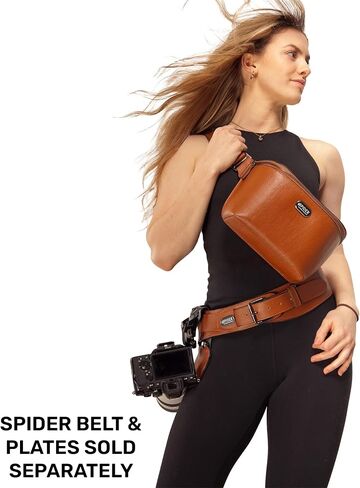 Spider Holster - Premium Leather Camera Travel Sling Bag - Includes Body Strap and Can Be Attached to Any Belt - Fashionable Photography Pouch - Brown in Saudi Arabia