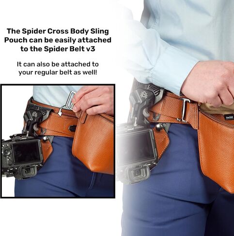 Spider Holster - Premium Leather Camera Travel Sling Bag - Includes Body Strap and Can Be Attached to Any Belt - Fashionable Photography Pouch - Brown in Saudi Arabia