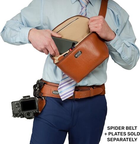 Spider Holster - Premium Leather Camera Travel Sling Bag - Includes Body Strap and Can Be Attached to Any Belt - Fashionable Photography Pouch - Brown in Saudi Arabia