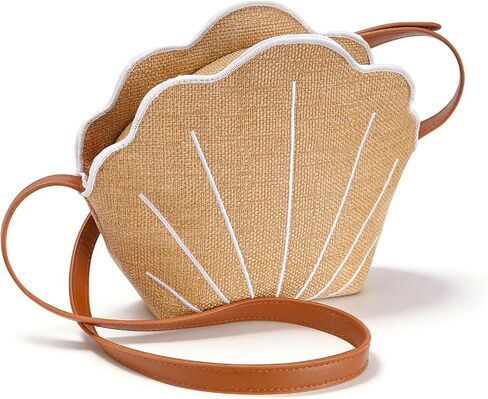 Straw Purse, Shells Crossbody Bag Woven Wallet, Summer Beach Shoulder Bags, Fashion Seashell Straw Purse in Kuwait