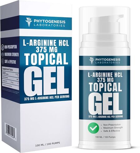 Phytogenesis L-Arginine HCL 375 mg Gel - Topical Nitric Oxide Support for Circulation & Performance - Advanced High Absorption Transdermal Formula - 375 mg L-Arginine HCL per Serving in Saudi Arabia