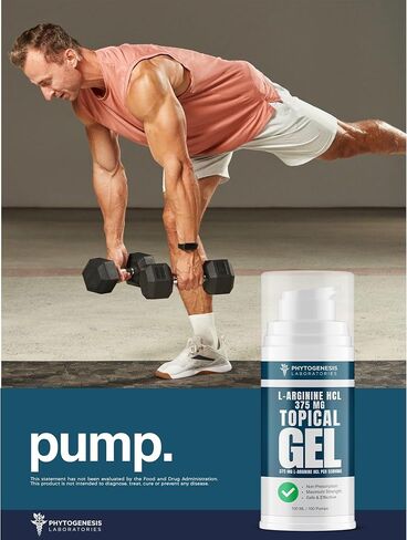 Phytogenesis L-Arginine HCL 375 mg Gel - Topical Nitric Oxide Support for Circulation & Performance - Advanced High Absorption Transdermal Formula - 375 mg L-Arginine HCL per Serving in Saudi Arabia