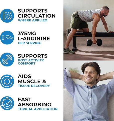 Phytogenesis L-Arginine HCL 375 mg Gel - Topical Nitric Oxide Support for Circulation & Performance - Advanced High Absorption Transdermal Formula - 375 mg L-Arginine HCL per Serving in Saudi Arabia