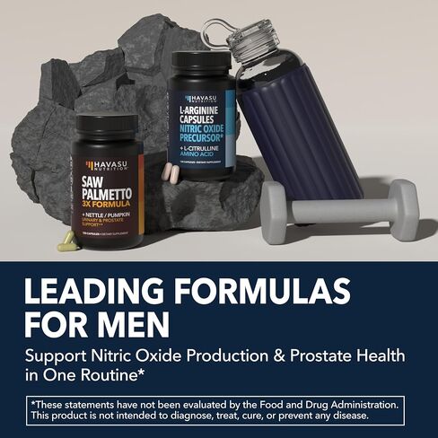 Saw Palmetto with Nettle & Pumpkin + L-Arginine with L-Citrulline Supplement Bundle for Men - Prostate Health & Nitric Oxide Production Bundle for Active Male Health - 60 Servings of Each in Saudi Arabia