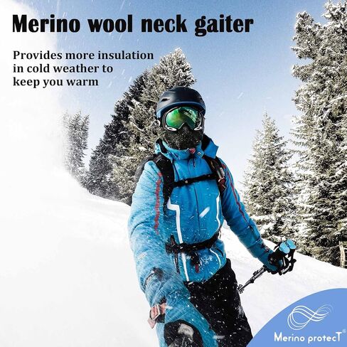 Merino Protect Merino Wool Neck Gaiter Unisex Breathable Face Mask Lightweight Neck Warmer Motorcycle Hiking Hunting in Kuwait