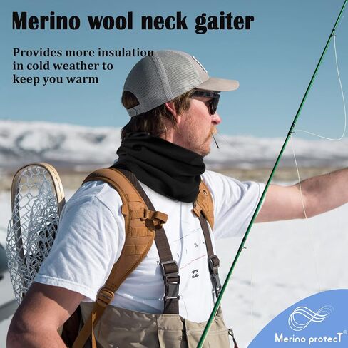 Merino Protect Merino Wool Neck Gaiter Unisex Breathable Face Mask Lightweight Neck Warmer Motorcycle Hiking Hunting in Kuwait