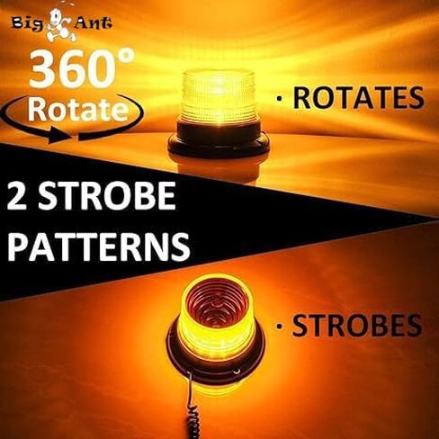 LED Strobe Light, Big Ant Amber 48 LED Warning Lights Safety Flashing Strobe Lights with Magnetic for Most Vehicle Trucks Cars, Law Enforcement Emergency Hazard Beacon Caution Warning Snow Plow in Kuwait