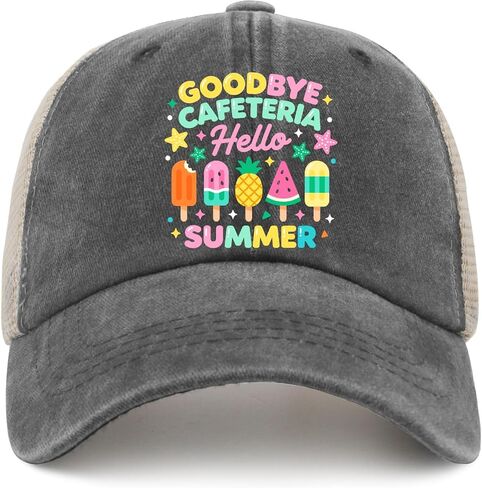 قبعة Goodbye Cafeteria Hello Summer Lunch Lady نهاية العام الدراسي للسيدات كلاسيكية مغسولة in Kuwait