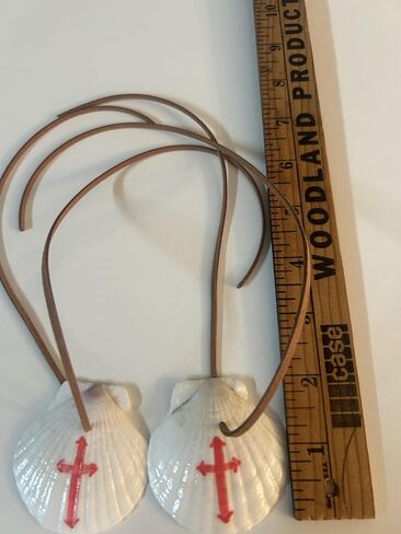 Small Size 1-2 inches. Set of 2. Handcrafted Pilgrim Shell Pendant with St James Cross, Natural Scallop Shell, Traditional Camino de Santiago Symbol, Religious Leather Cord Pendant in Kuwait