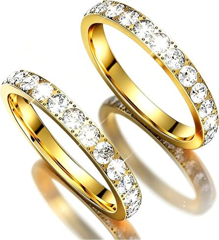 Tensea 2-Pack 14K Gold Plated Stackable Bands Compatible for Oura Ring Gen 5/4/3, Wedding Cubic Zirconia Simulated Diamond Ring Stack, Smart Ring Stacking Rings for Women, Size 6 7 8 9 10 in Kuwait
