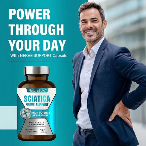 Sciatic Nerve & Neuropathy Support - Nerve Savior for Neuropathy and Sciatica & Peripheral Neuropathy – 120 Capsules Featuring ALA 300mg + B Vitamins, Helps Soothe Nerve Discomfort Naturally in Kuwait