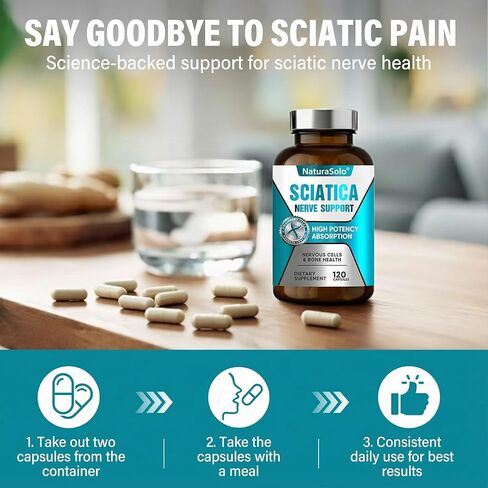 Sciatic Nerve & Neuropathy Support - Nerve Savior for Neuropathy and Sciatica & Peripheral Neuropathy – 120 Capsules Featuring ALA 300mg + B Vitamins, Helps Soothe Nerve Discomfort Naturally in Kuwait