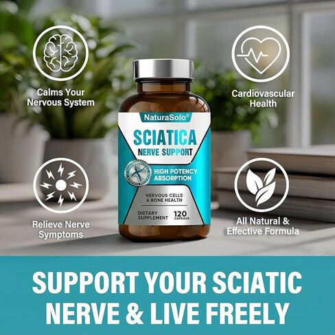 Sciatic Nerve & Neuropathy Support - Nerve Savior for Neuropathy and Sciatica & Peripheral Neuropathy – 120 Capsules Featuring ALA 300mg + B Vitamins, Helps Soothe Nerve Discomfort Naturally in Kuwait